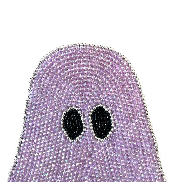Rachel Zoe PINK GHOST Beaded Placemat 15in Halloween Glam Decor Set of 2 New - Picture 9 of 13